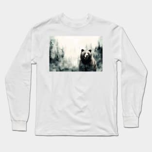 Misty boreal watercolor bear Long Sleeve T-Shirt